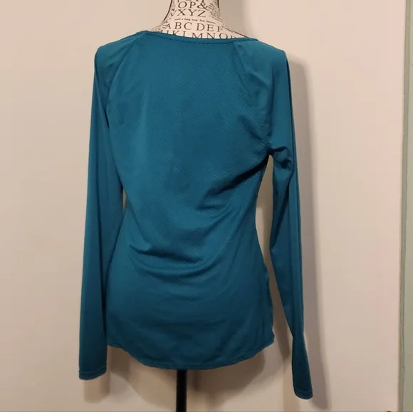 Teal Long Sleeve Women's Athletic Top - Picture 4 of 7